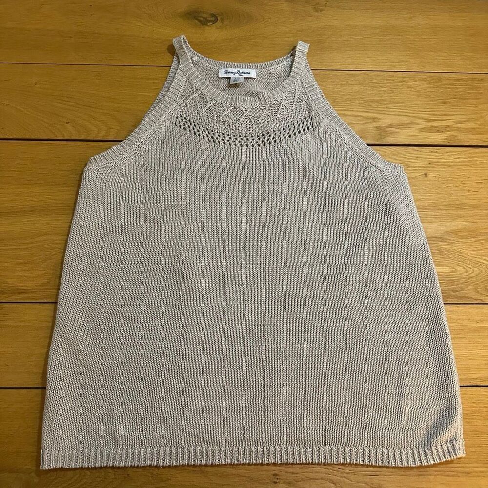 Tommy Bahama 100% linen sweater knit tank large gray